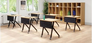Picture of Pack of 6, 48W Mobile Flip Nesting Table, Modular Open Lockers
