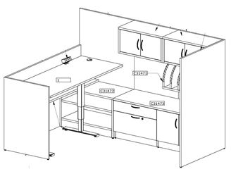 Picture of 6' Modular Non-Powered L Shape Workstation, Powered Height Base
