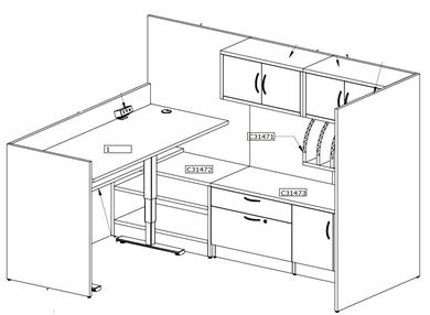 Picture of 6' Modular Non-Powered L Shape Workstation, Powered Height Base