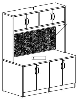 Picture of Pack of 3, Compact 60W Credenza with Upper Storage