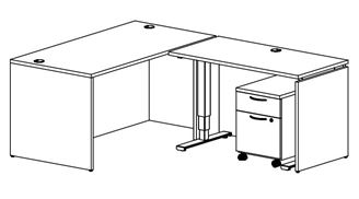 Picture of Pack of 3, Compact 60" Powered Height Desk, Mobile Storage