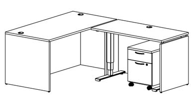Picture of Pack of 3, Compact 60" Powered Height Desk, Mobile Storage