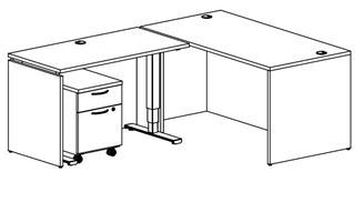 Picture of Pack of 3, Compact 60" Powered Height Desk, Mobile Storage