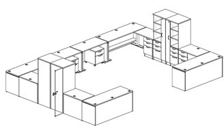 Picture of Room Set, Set of Powered Height "L Desk, Storage Wardrobe